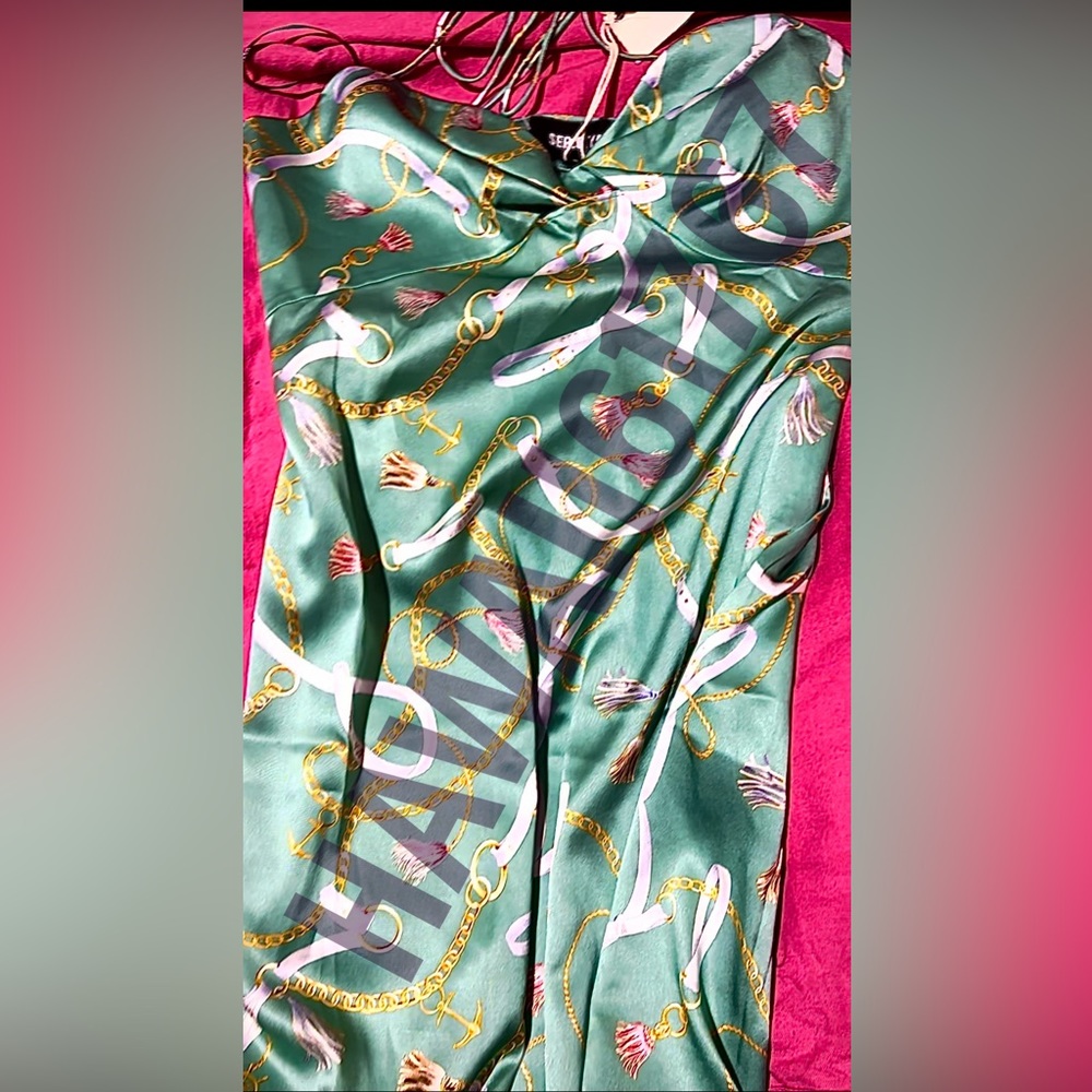 BRAND NEW : SER.O.YA Farah Silk Dress Green Nautical